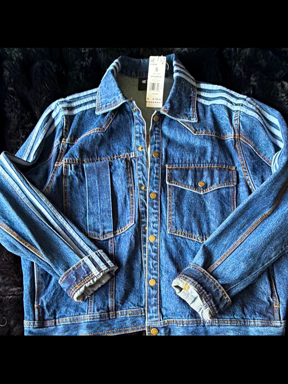 IVY PARK Blue Denim Jean Jacket with Stripe Detail
